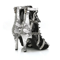 Women's 9.5cm Heel Peep Toe Hollow-out Heels Dance Boots JazSalsa Dancing Shoes