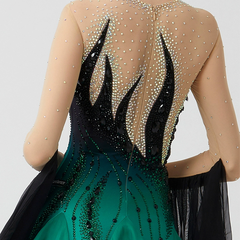 YUN Customisable-Women's Long Sleeve V Neck DiamonWaltModern Ballroom Dance Dress Competition Dresses