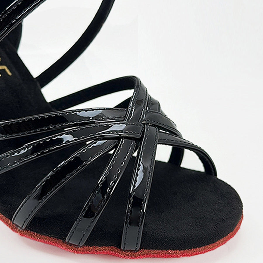 Women's Black Leatherette Customized Heel Latin Dance Shoes Ballroom Dance Shoes