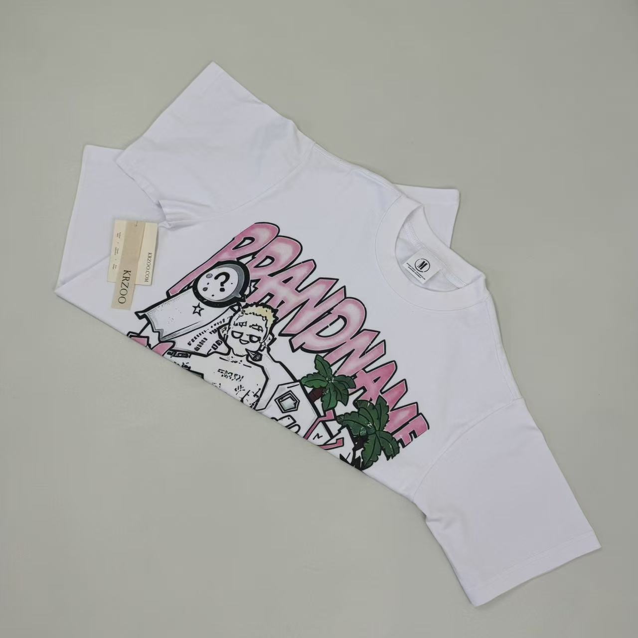 Printed loose-fitting pure cotton short-sleeved shirt