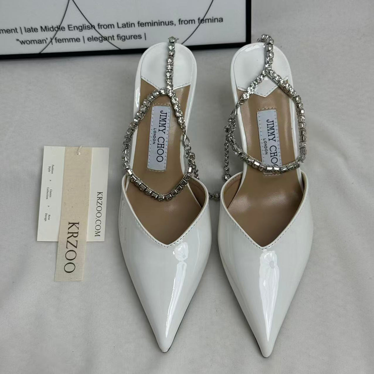 French-style chain beaded high-heeled shoes