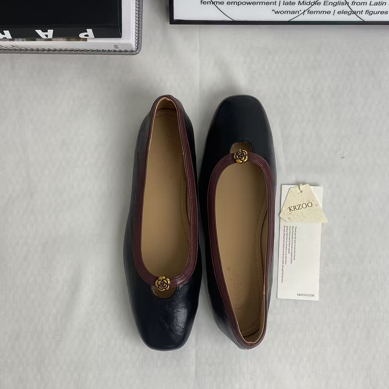 Camellia flower flat shoes