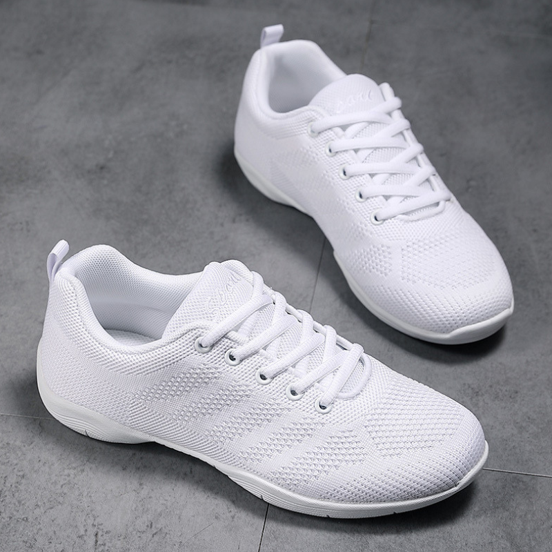 Women's White Mesh JazShoes Lace-up Dance Sneakers