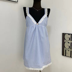 French Retro Deep V-Neck Lace Dress