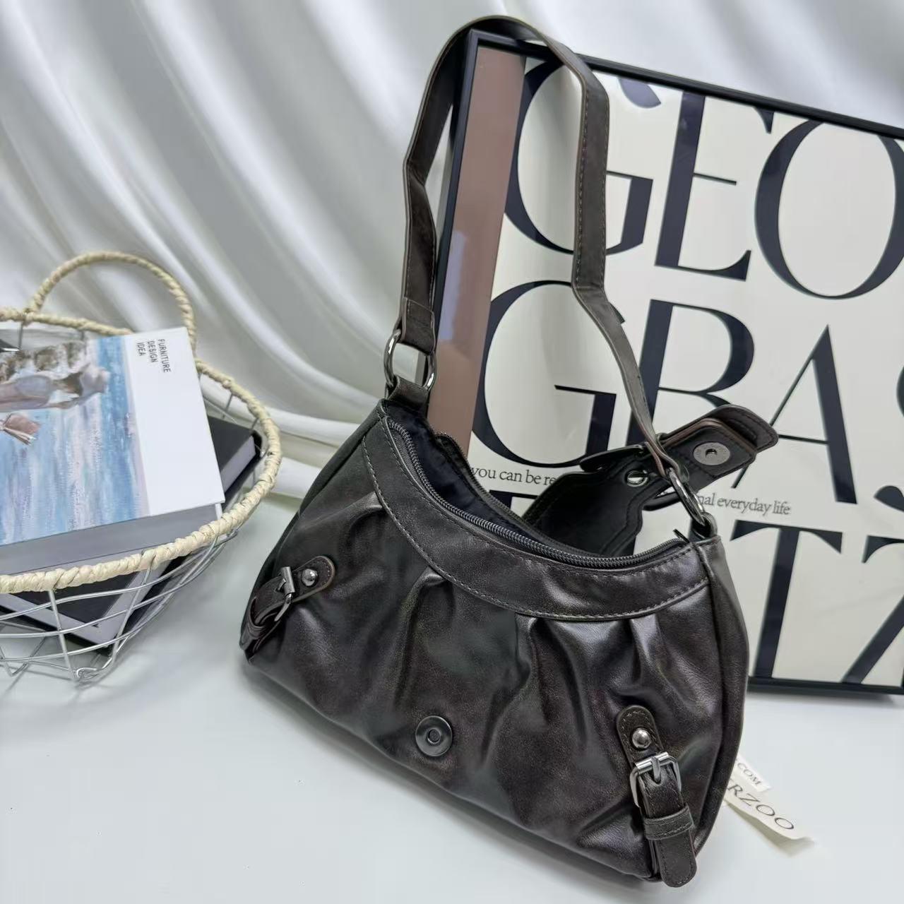 PU leather single-shoulder handbag