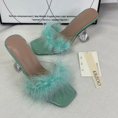 Square-toe one-piece slip-on slippers