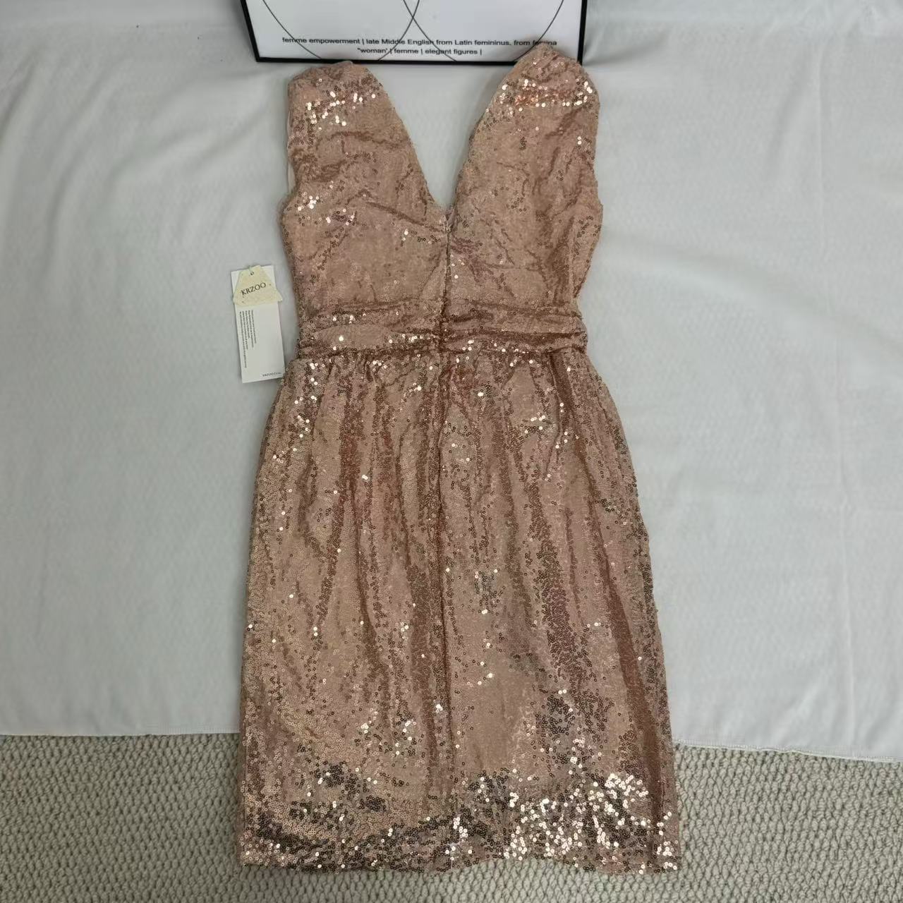 Sequined V-Neck Sleeveless Midi Dress