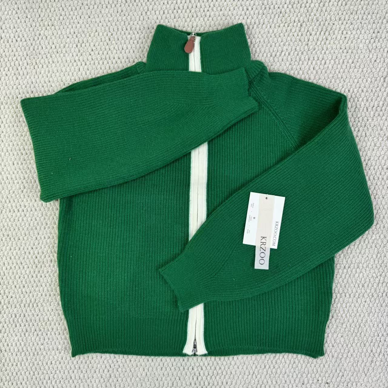 Retro V-neck Zip Knit Jacket