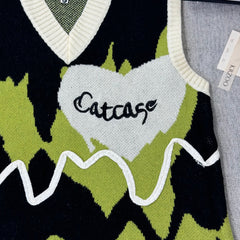 V-neck sweater with irregular knitted jacket