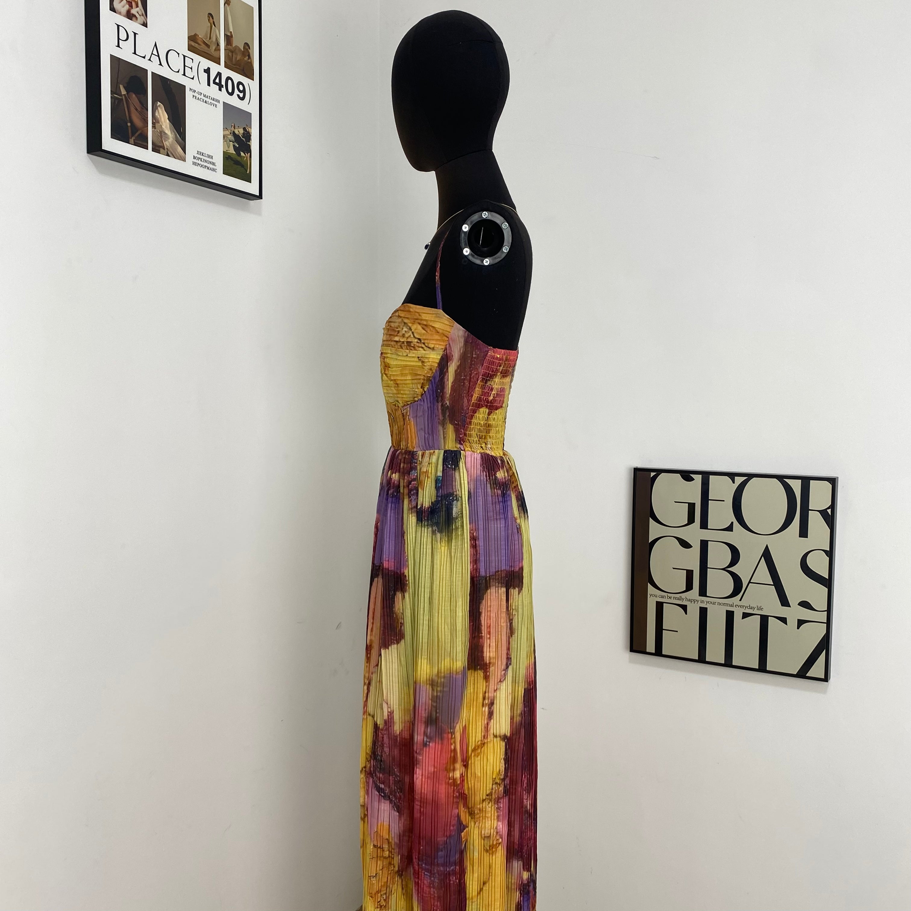 Sling Print Pleated Dress
