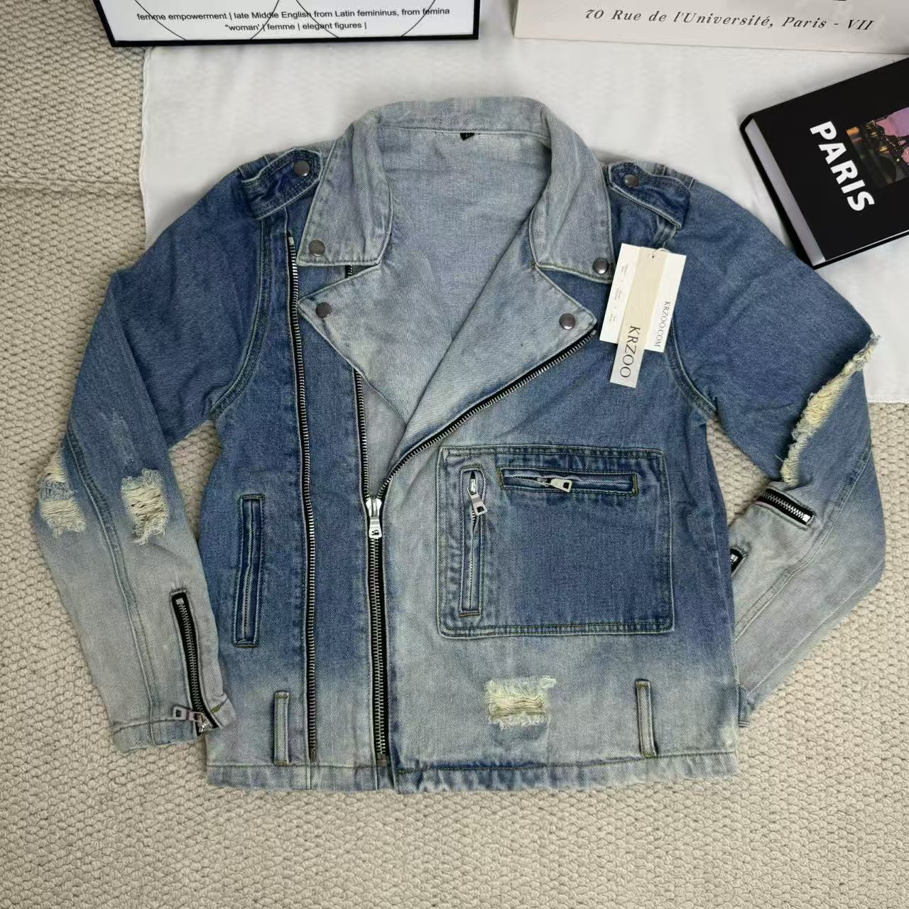 Patched-fit denim jacket coat