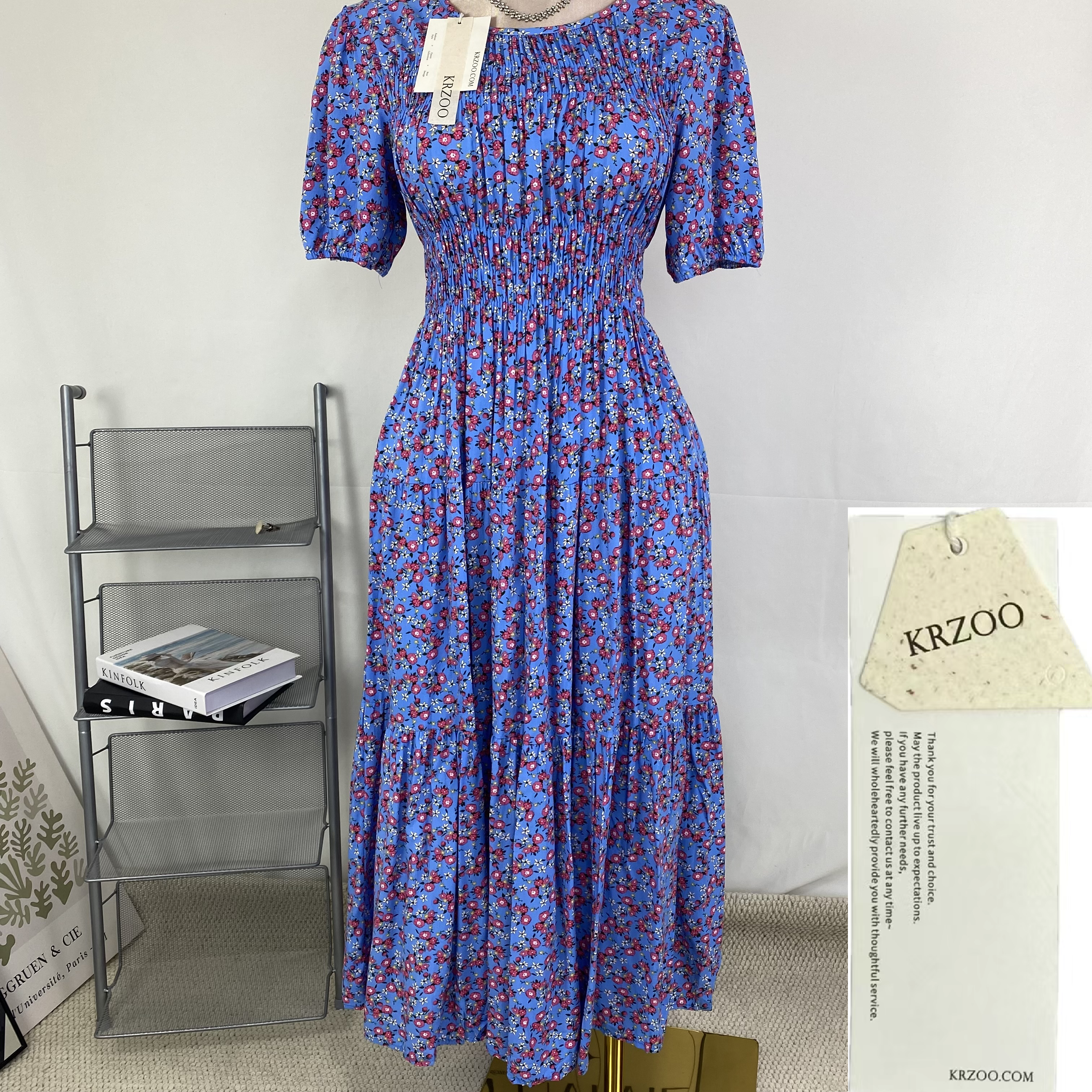 Floral high-waisted soft-length dress