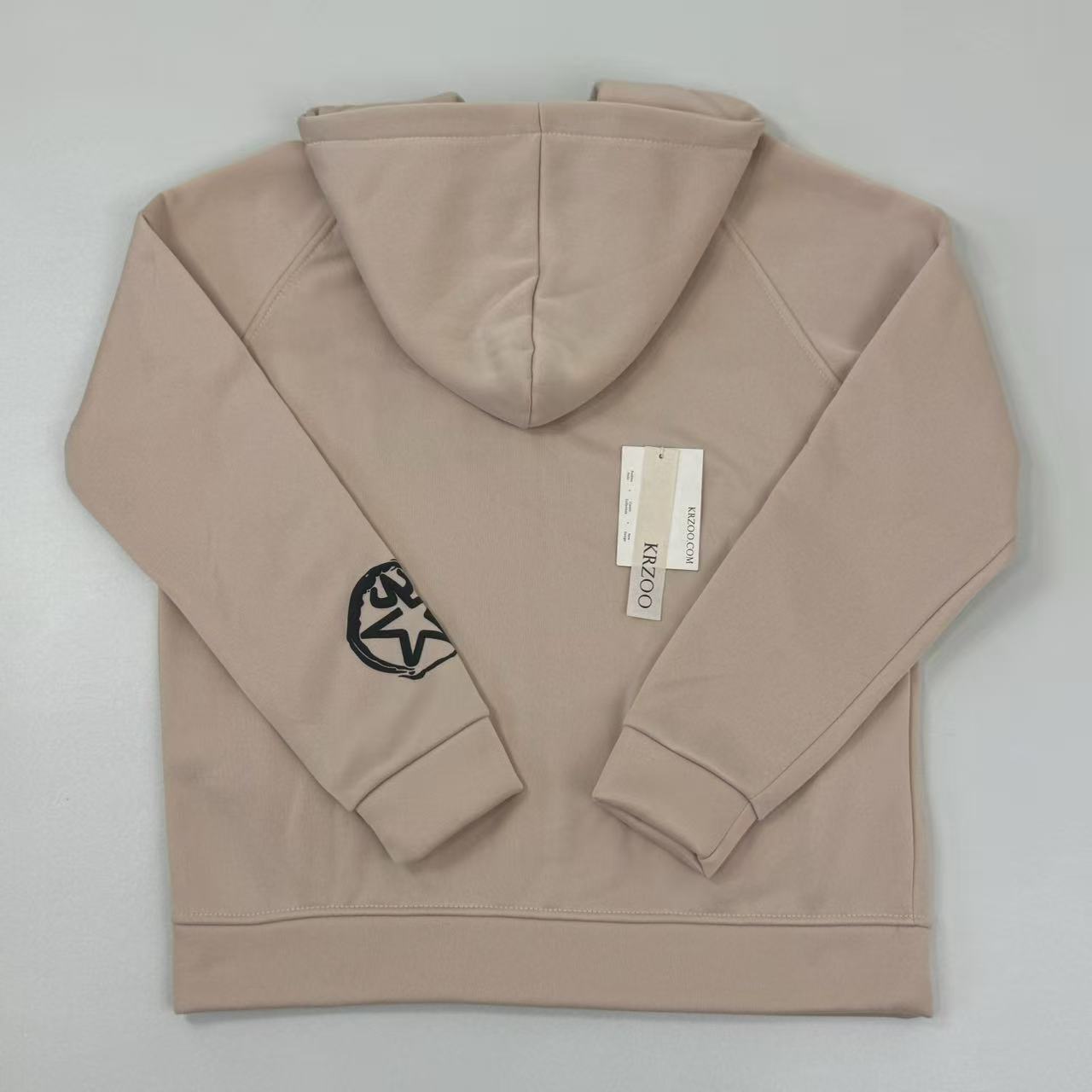 Zipper-letter star print hooded coat