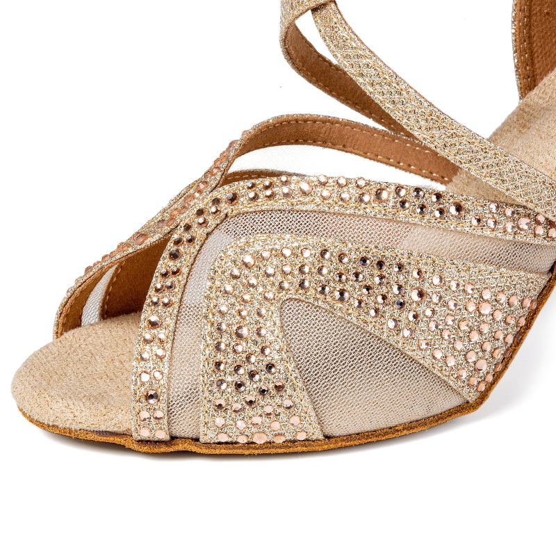 Women's Sparkling Glitter Customized Heel Salsa Latin Dance Shoes