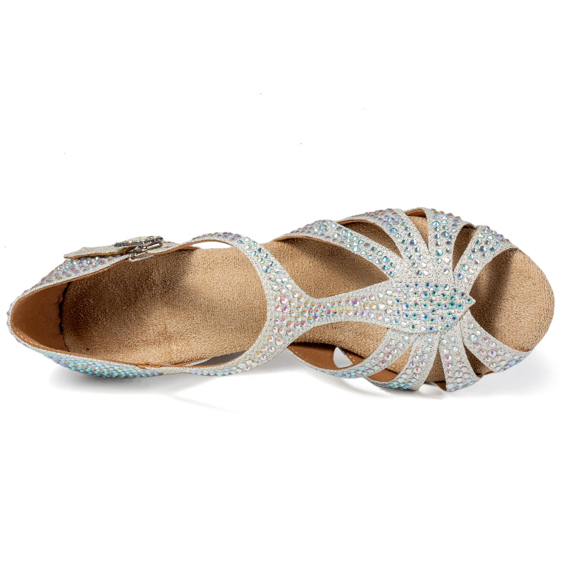Women's Sparkling Glitter Customized Heel Salsa Latin Dance Shoes