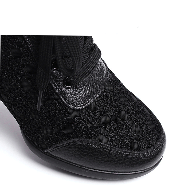Women's Mesh Lace-up 4cm Heel Dance Sneakers Practice Dance Shoes JazDance