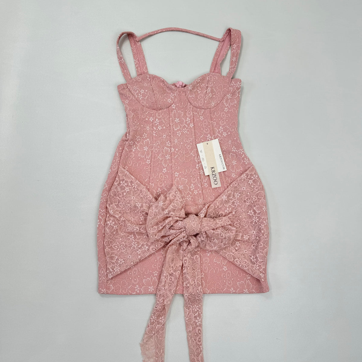 Double-layer lace steel-ring fish-bone belt dress