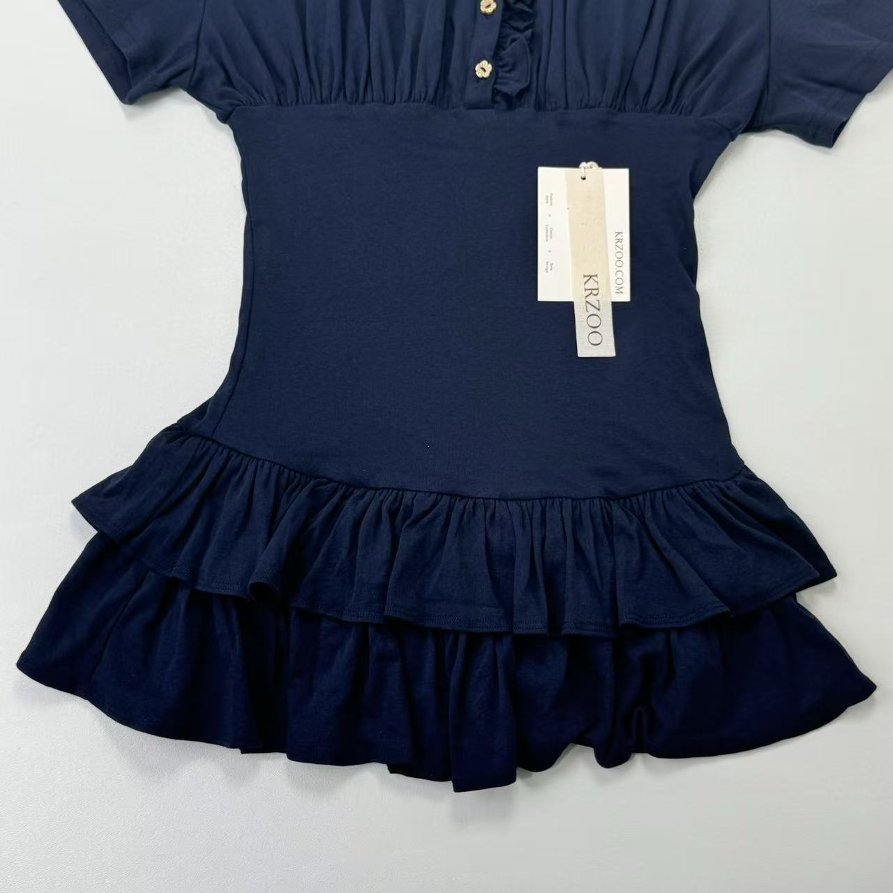 Ruffled hemmed shoulder-sleeved dress