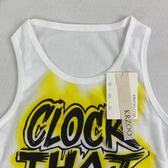 Letter-printed round-neck short top