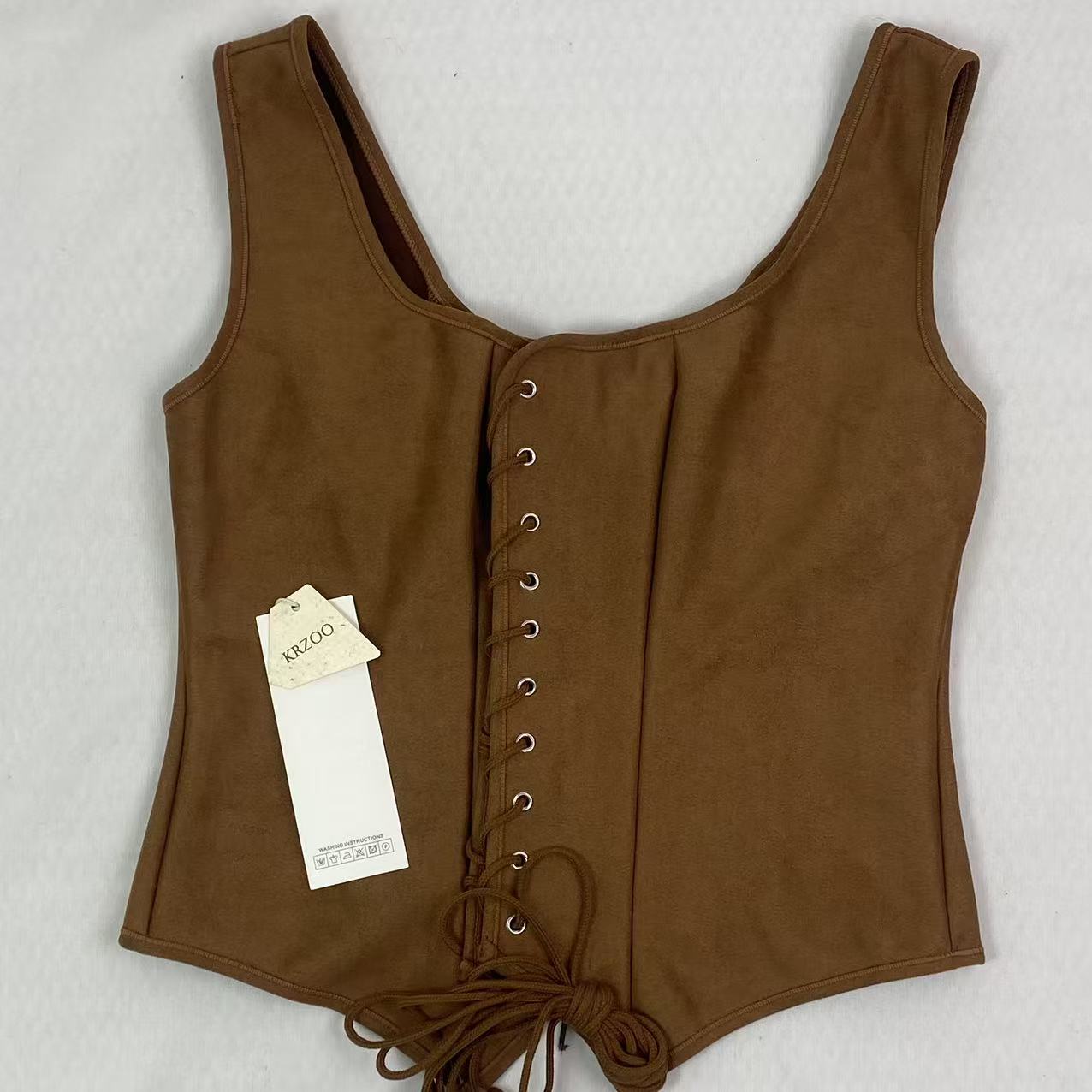 Leather suede drawstring jacket