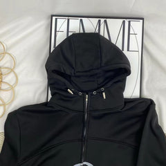 Face-Covering Zippered Cardigan