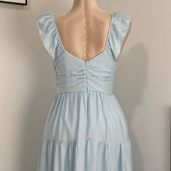 V-Neck Cotton-Linen Lace Dress