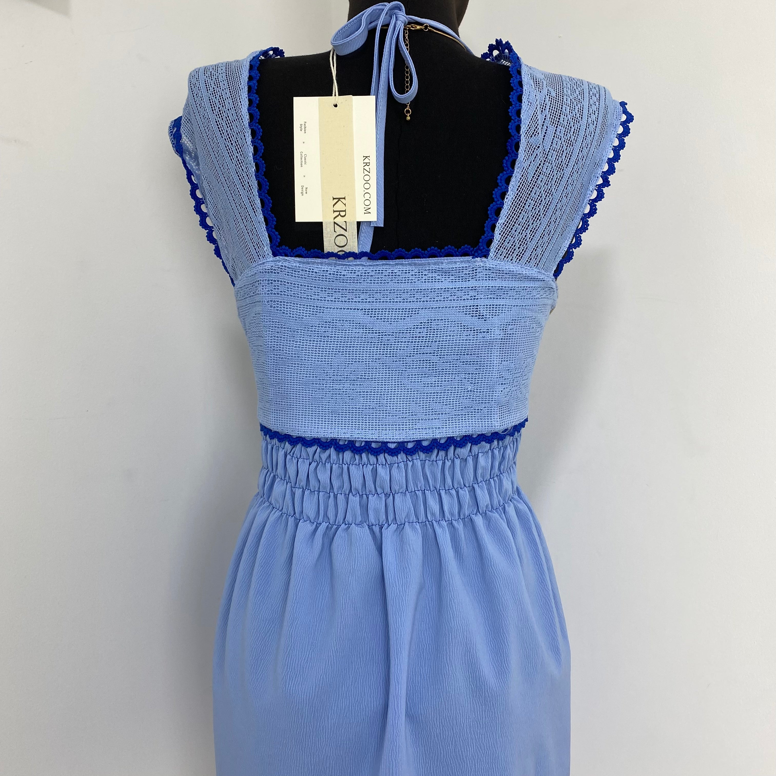 Square Neck Pleated Dress
