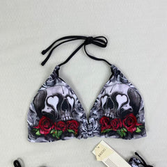 Printed strapless backless one-piece swimming suit