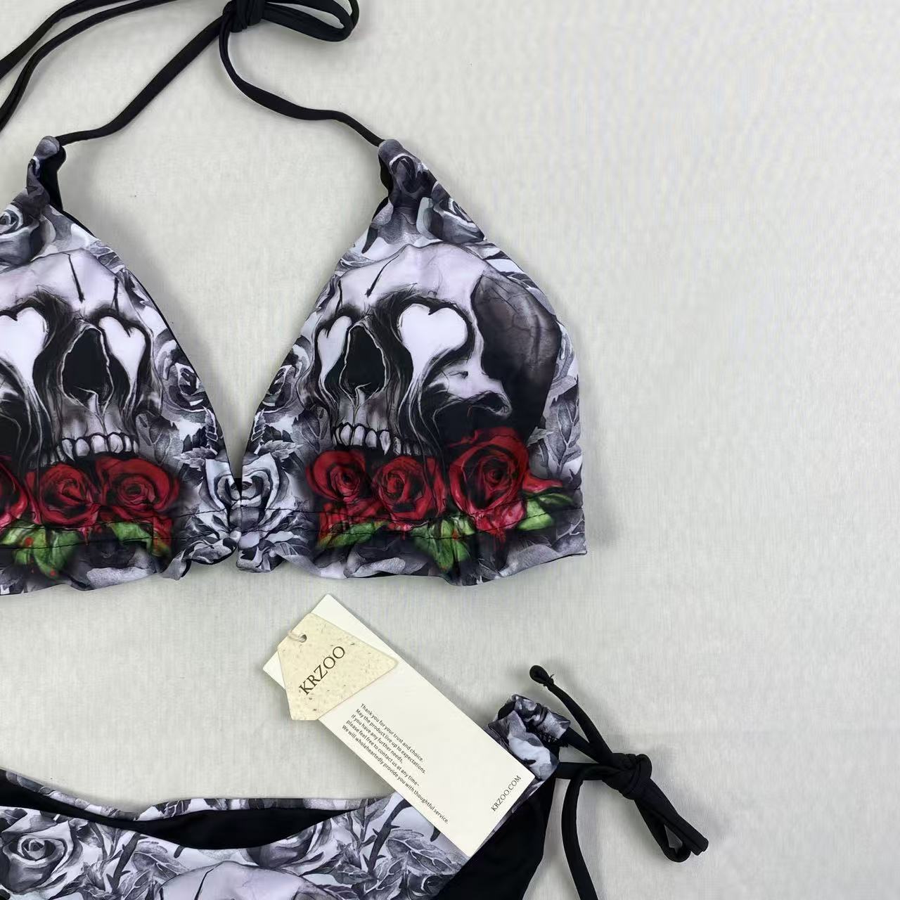 Printed strapless backless one-piece swimming suit