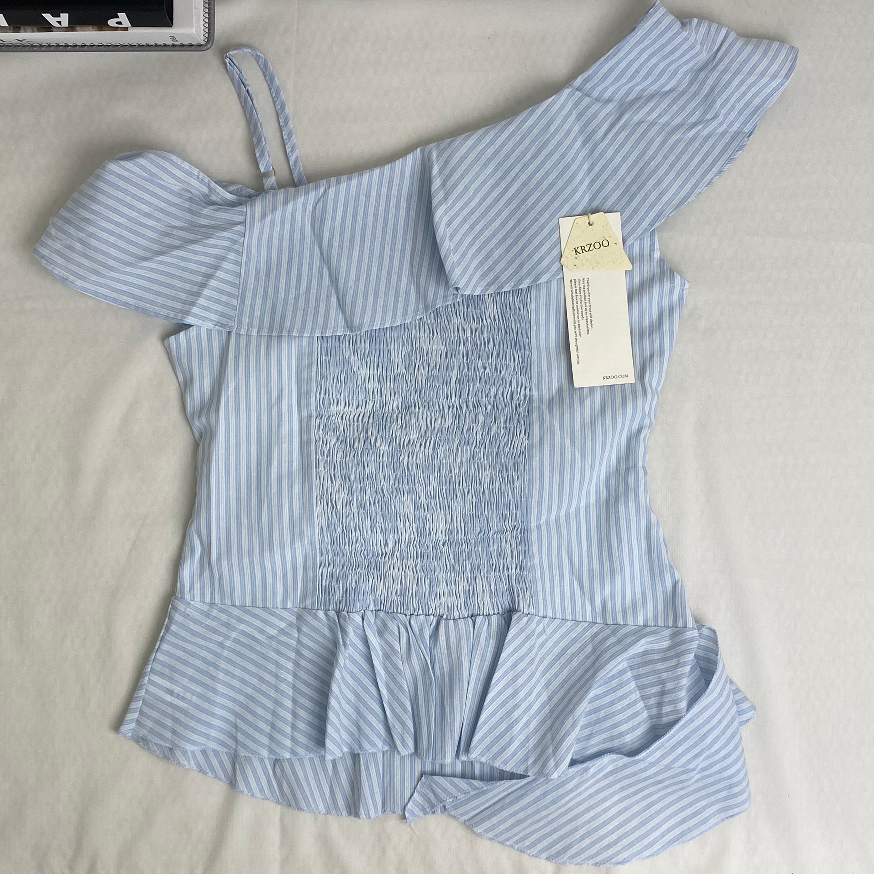 Ruffled striped blouse