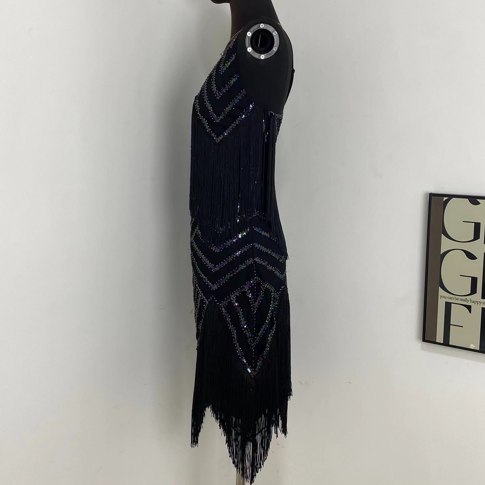 Strappy Sequined Evening Gown