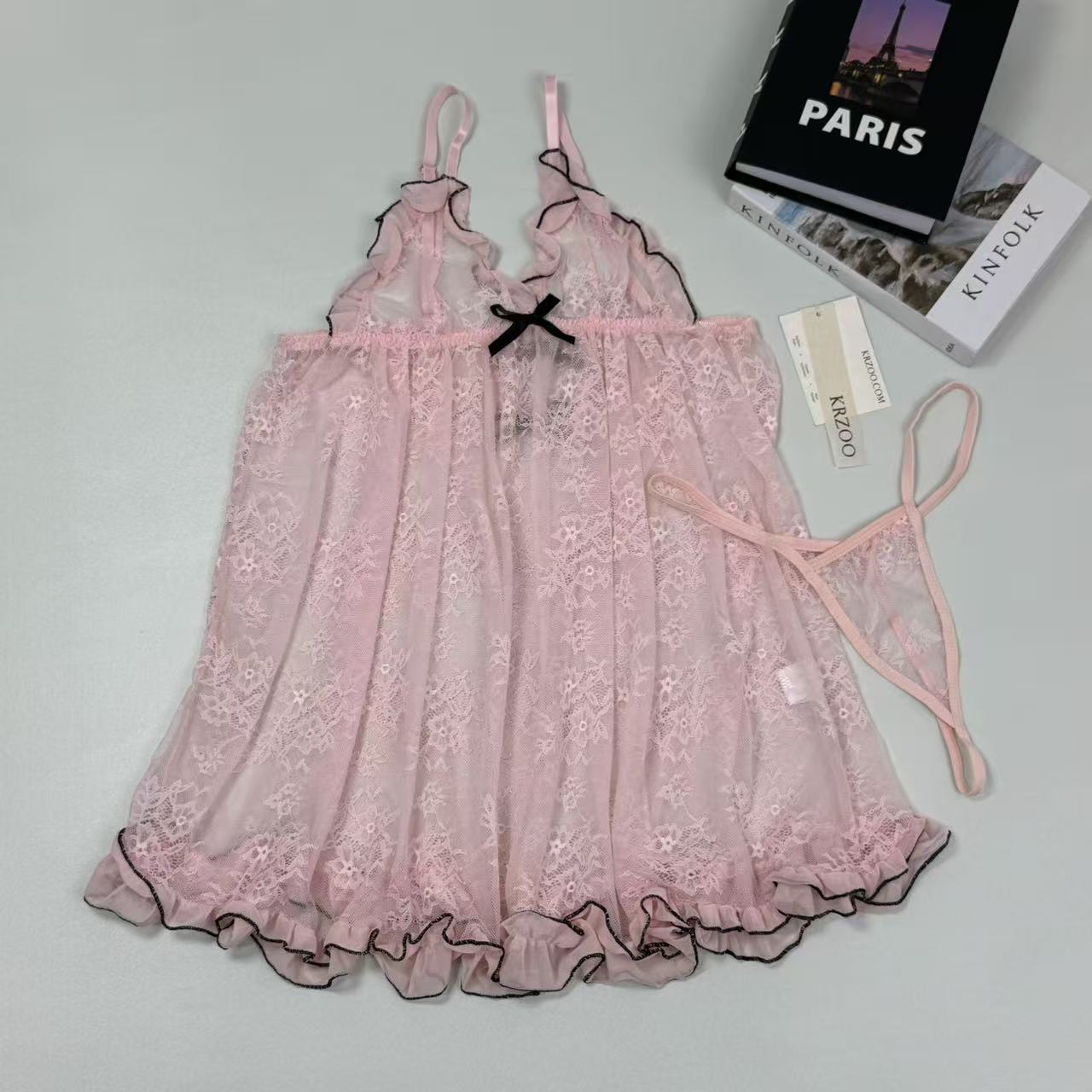 Net fabric nightgown set