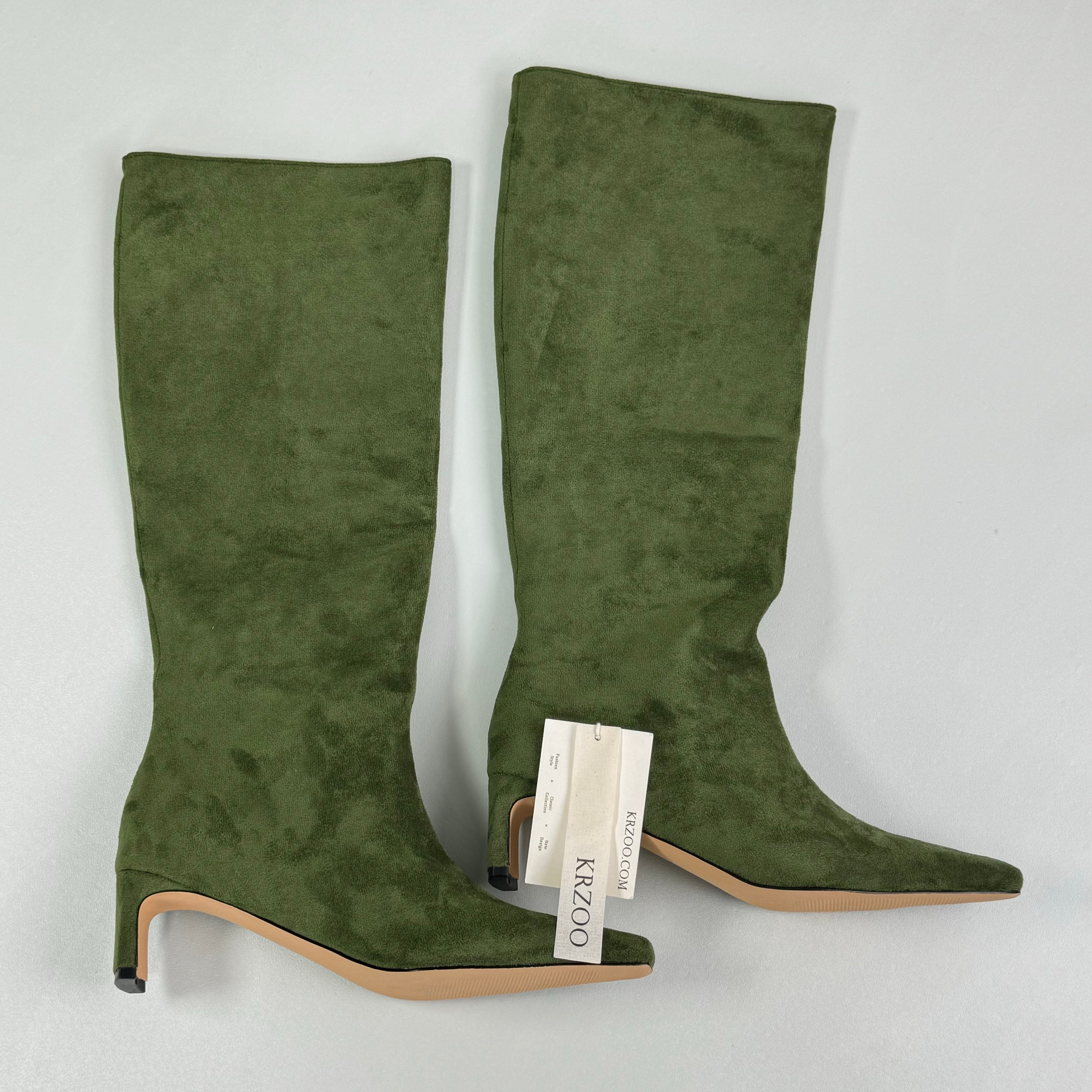 Round-toe low-heeled high boots