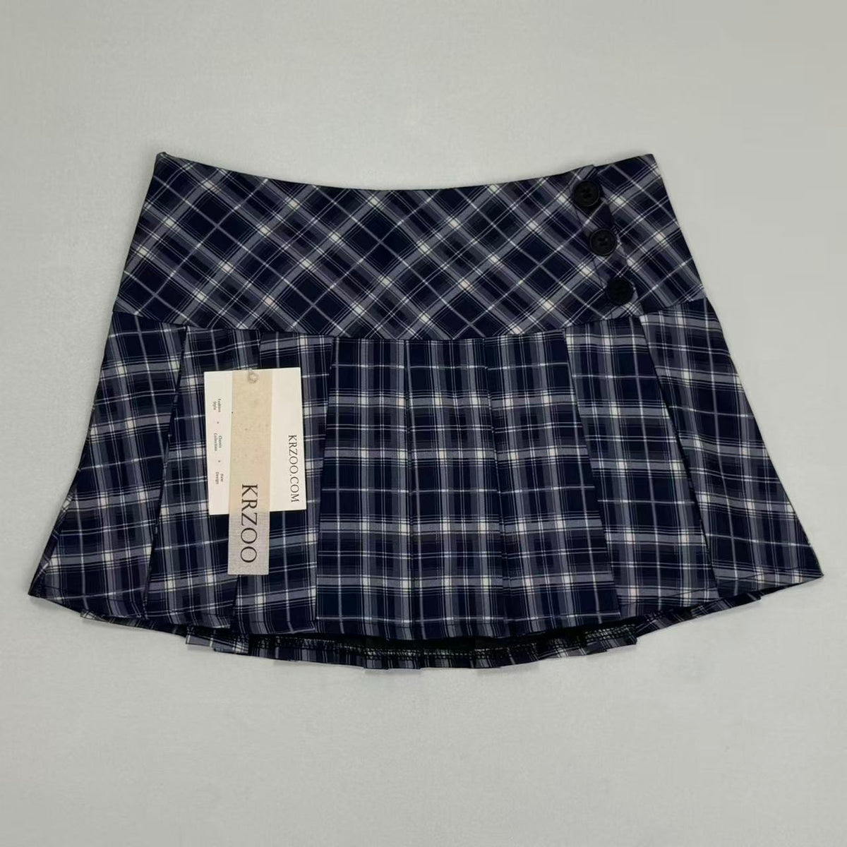 Plaid pleated A-line midi skirt