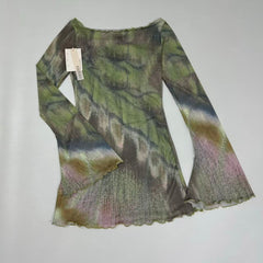 Net-silk long-sleeved flared dress