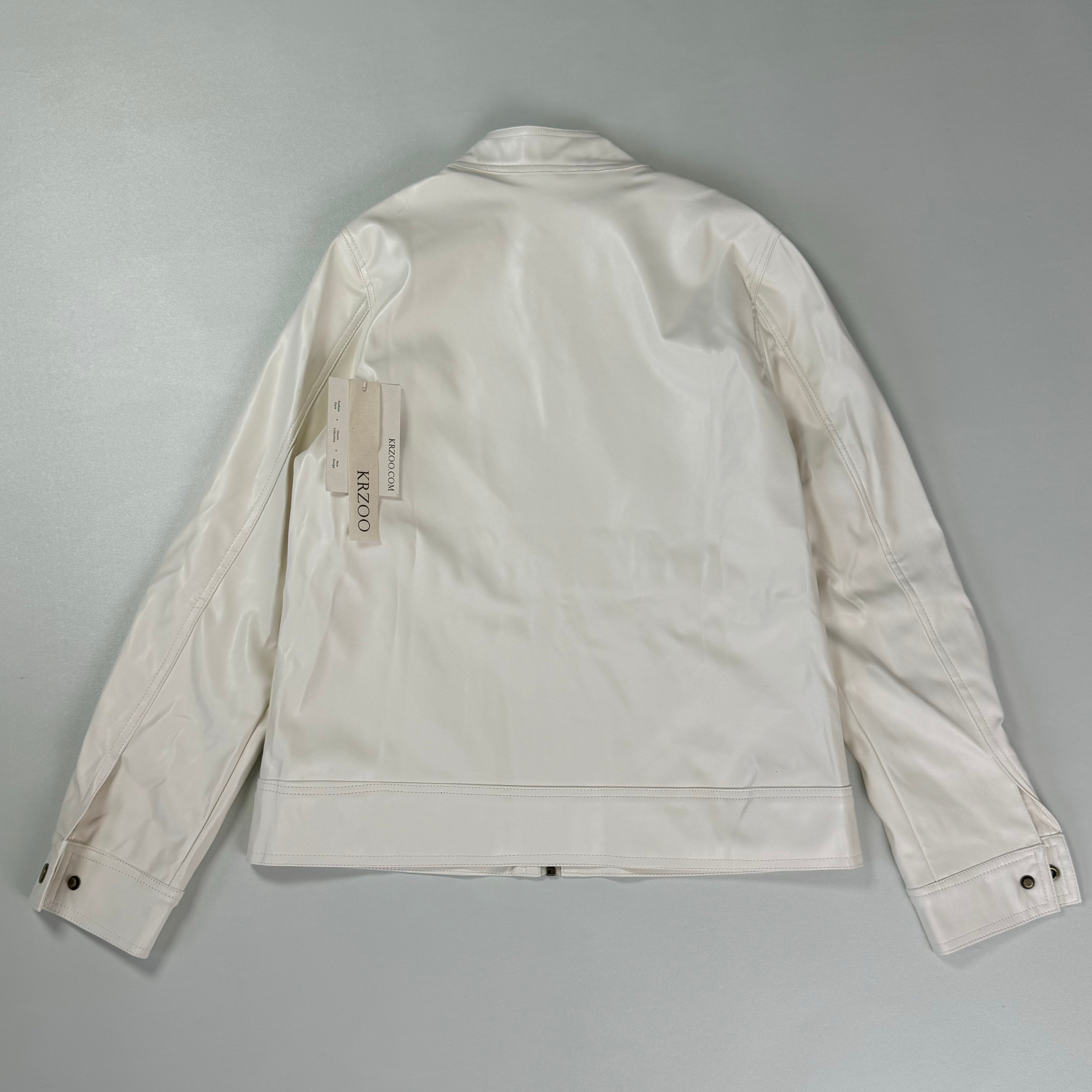 Standing collar PU leather motorcycle jacket