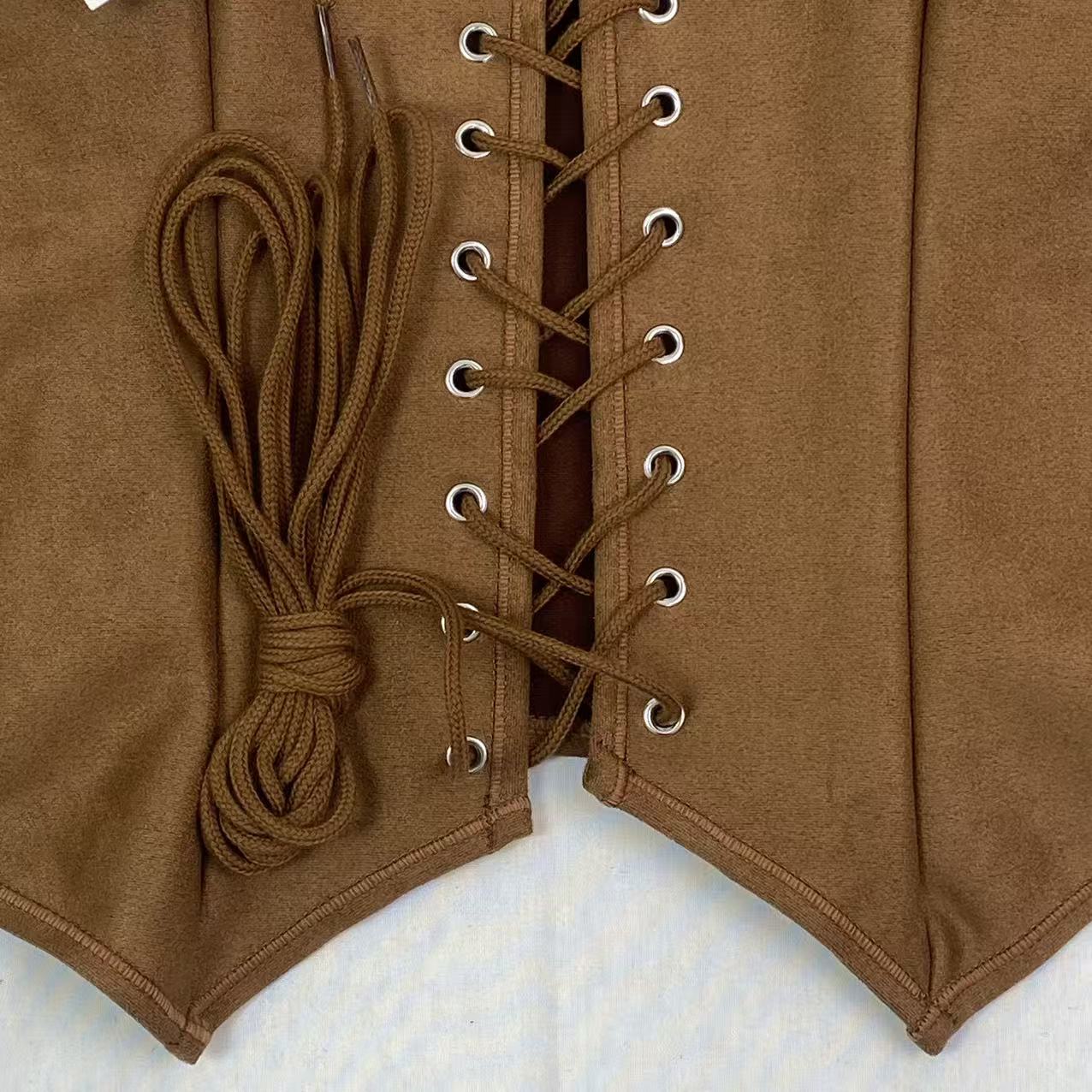 Leather suede drawstring jacket