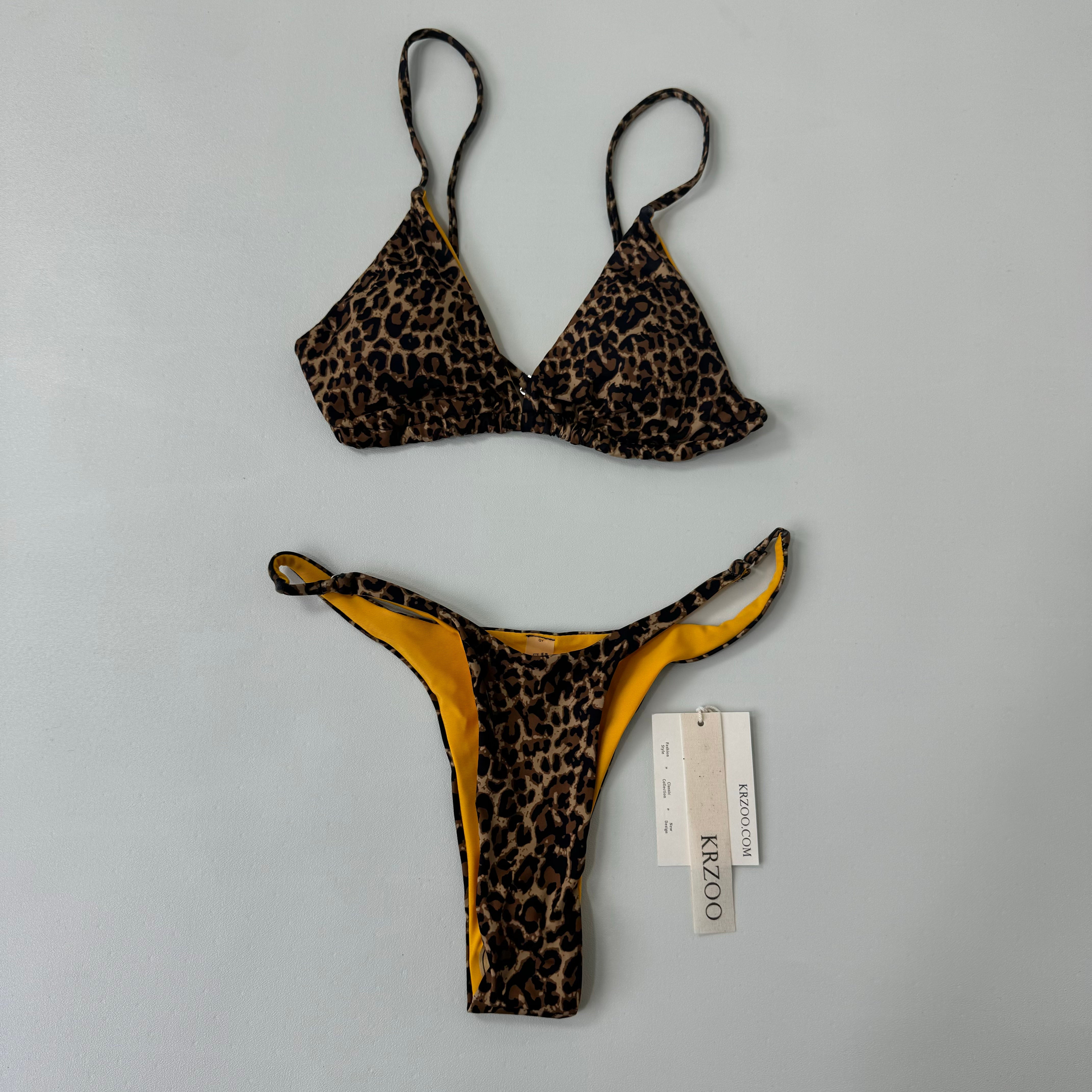 Three-point leopard print swimming suit