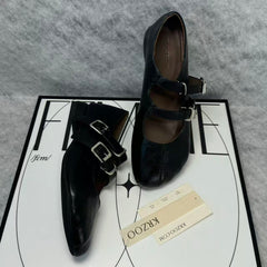 Leather Ankle-Length Ballet Flats