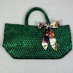 Hand-woven bag with snake skin pattern
