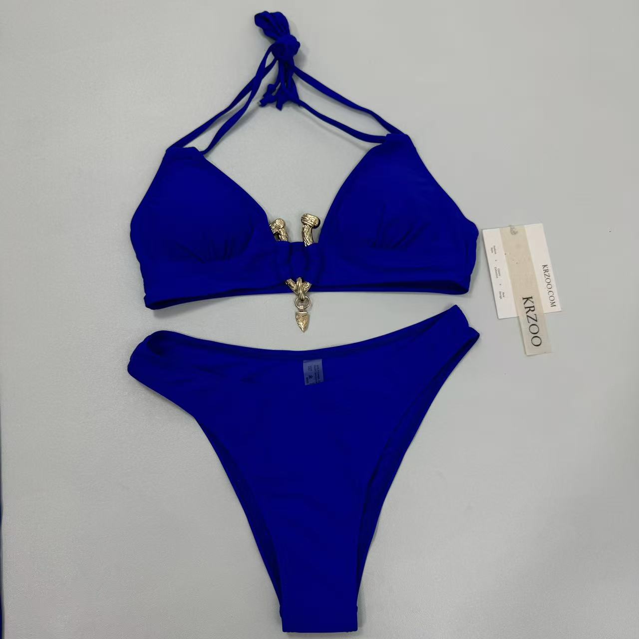 Metal snap long-sleeved three-piece swimming suit