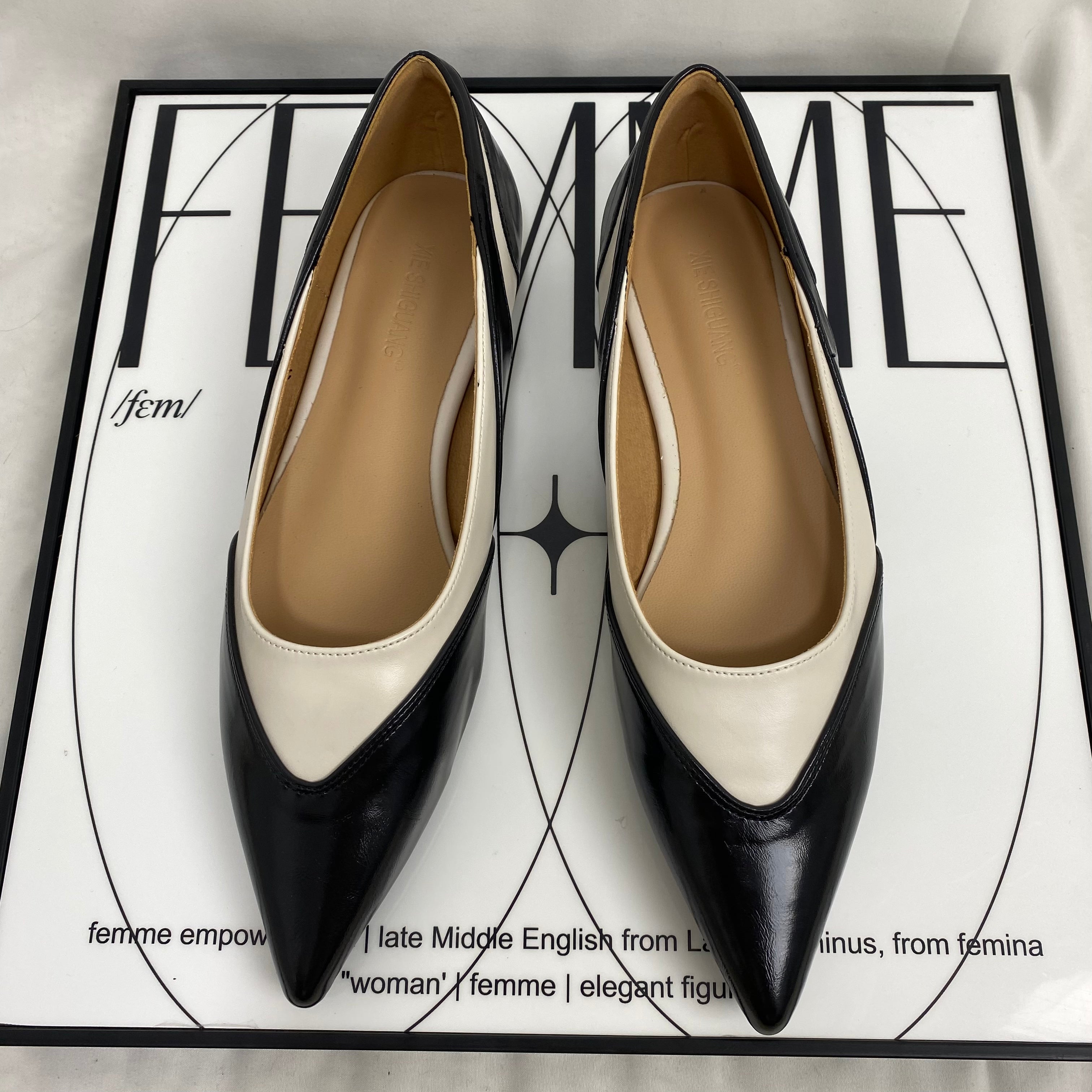 Two-Tone Pointed-Toe Low Heels