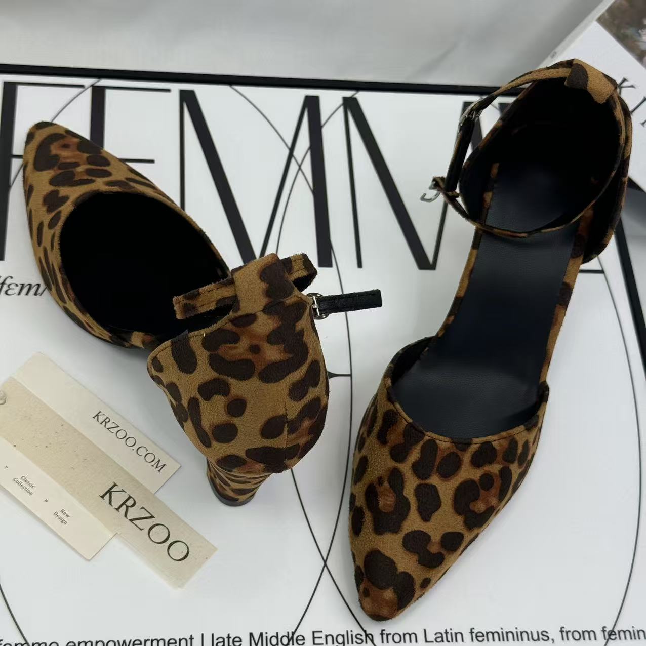 Leopard print suede platform shoes