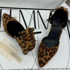 Leopard print suede platform shoes