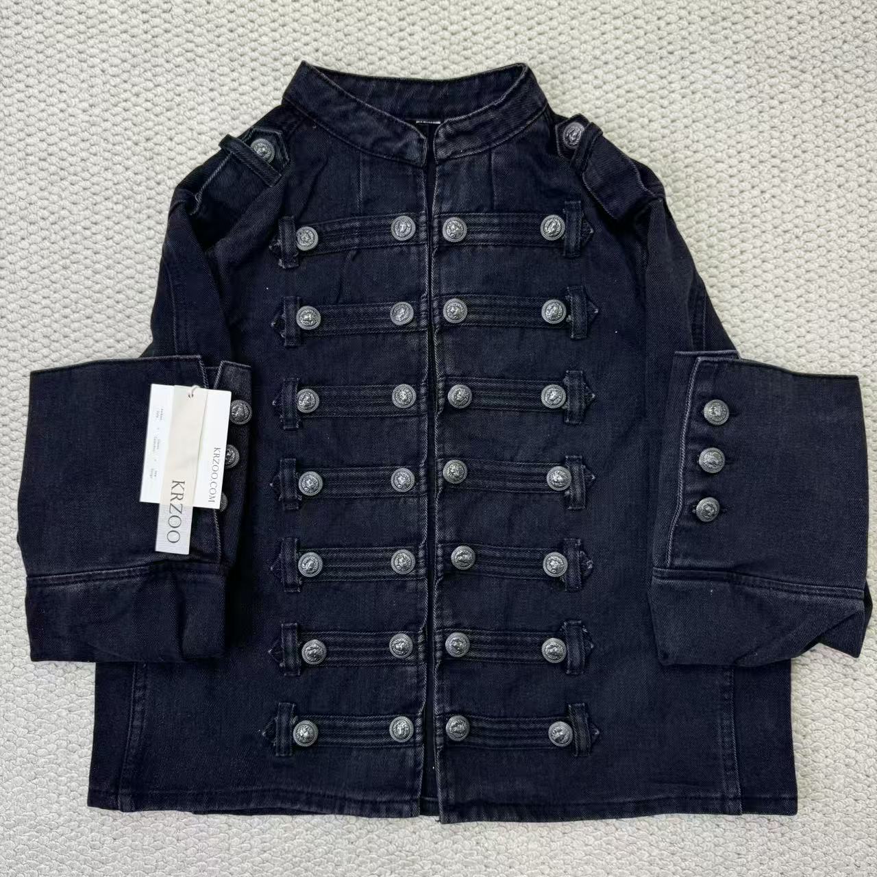 Standing collar long-sleeved denim jacket top