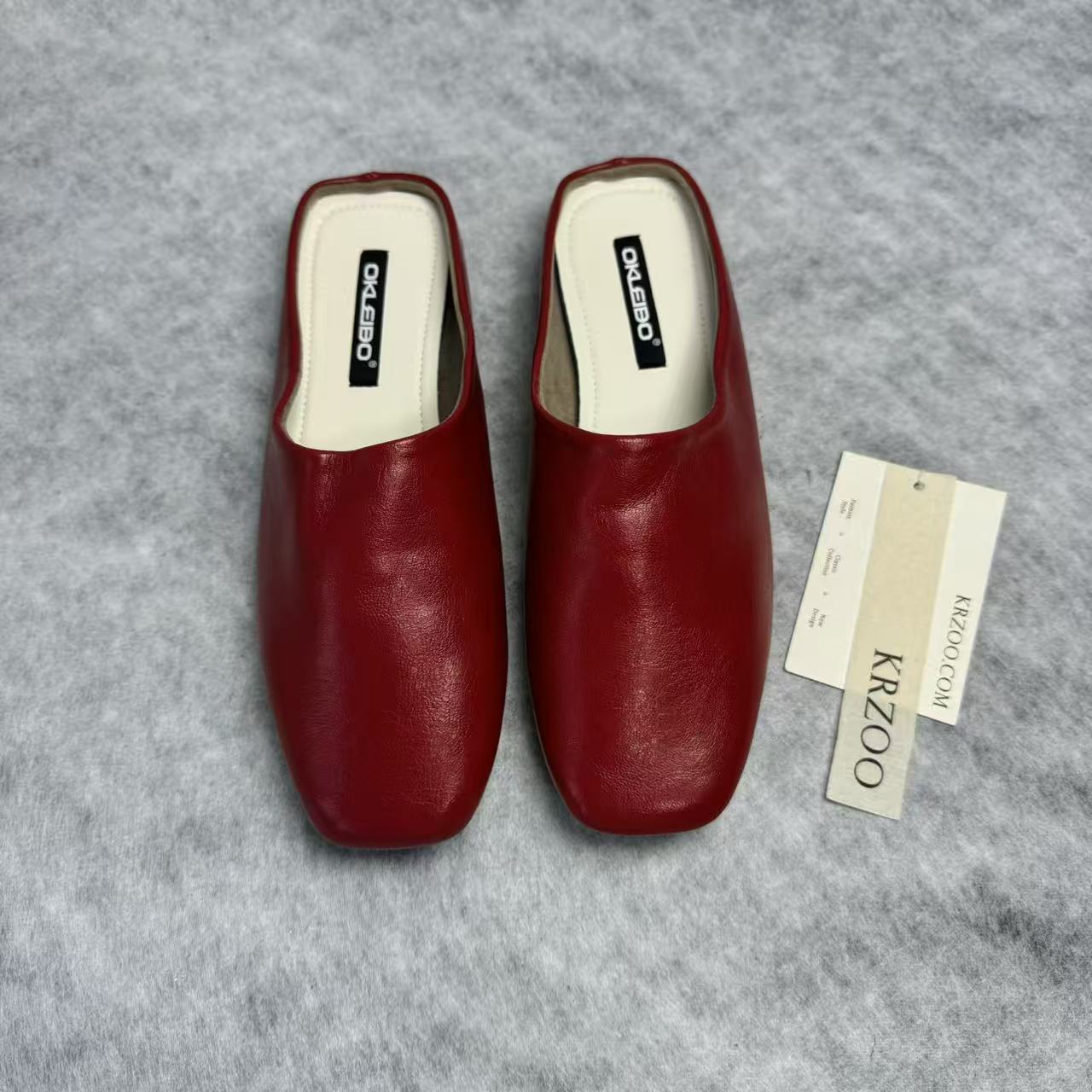Soft leather-covered head slippers with half-soles