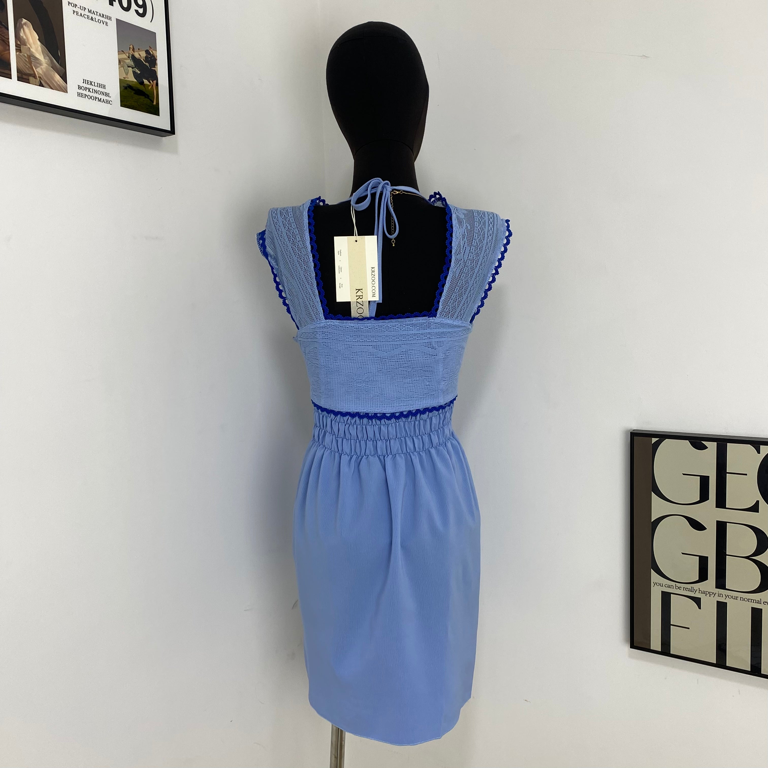Square Neck Pleated Dress