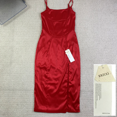 High-cut square-neck satin dress