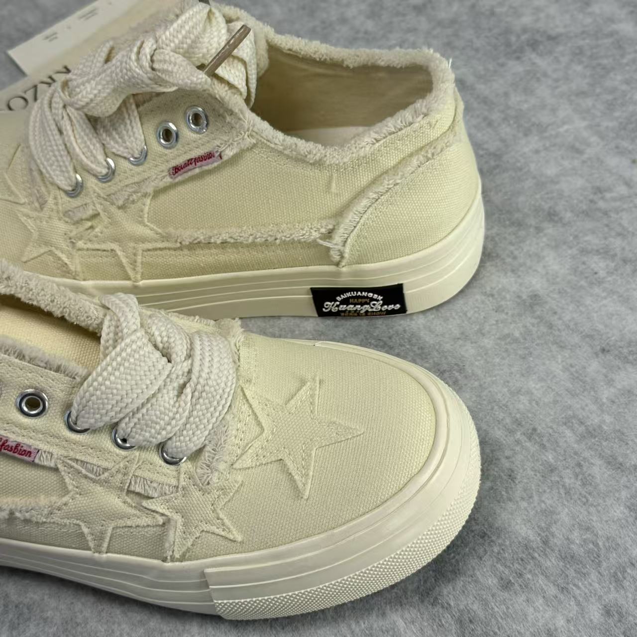 Star embroidery platform canvas shoes