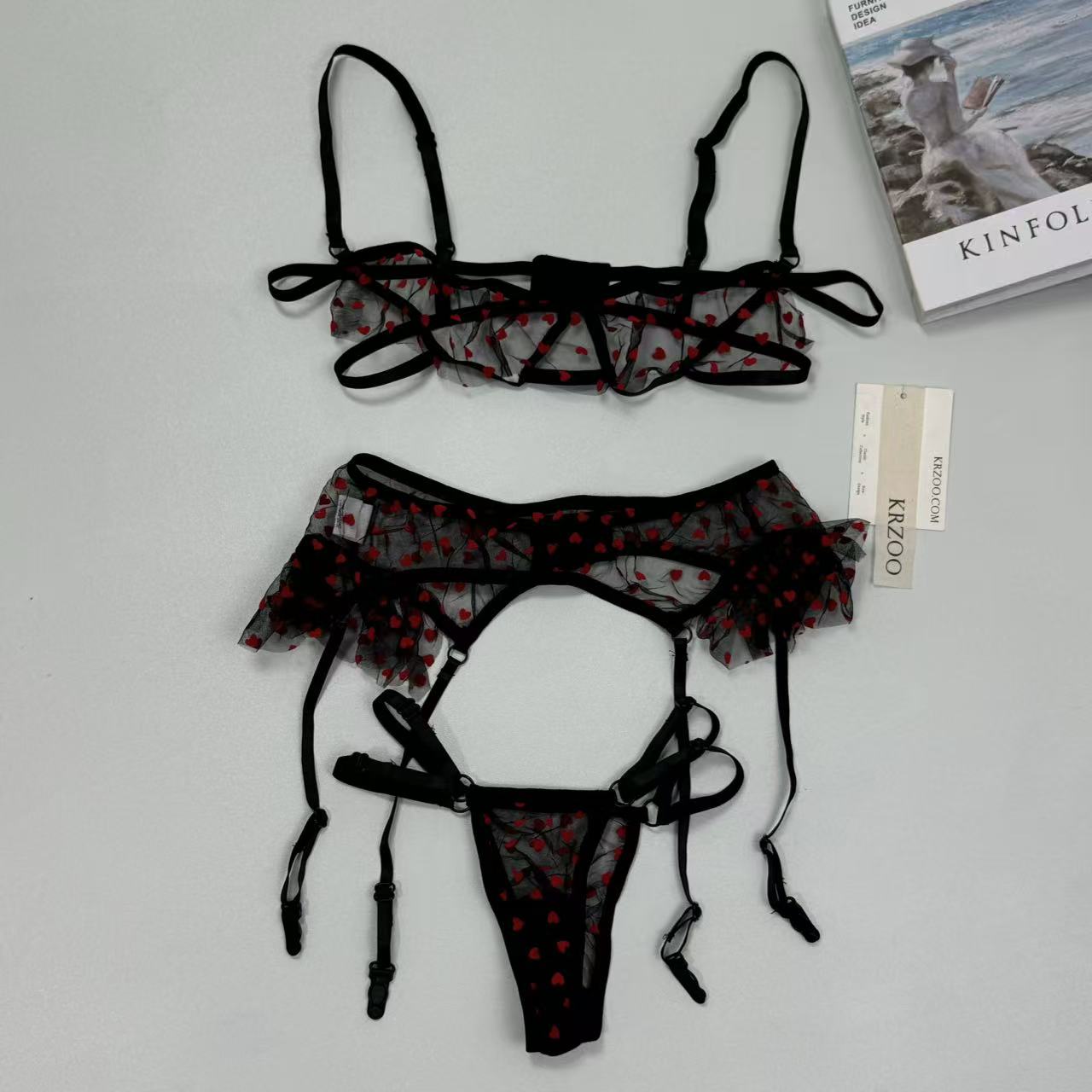 Net fabric star-point three-piece erotic outfit